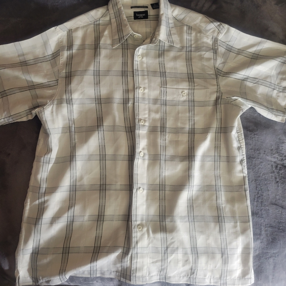 haggar**XL MENS BUTTON UP**LUXURY MICROFIBER**LIKE NEW**